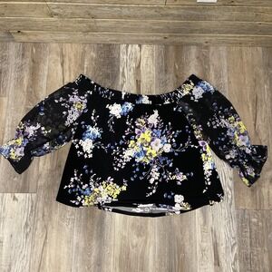 NWT Torrid Women's Stretch Off Shoulder Floral Sheer Long Sleeve Blouse Top SZ 3